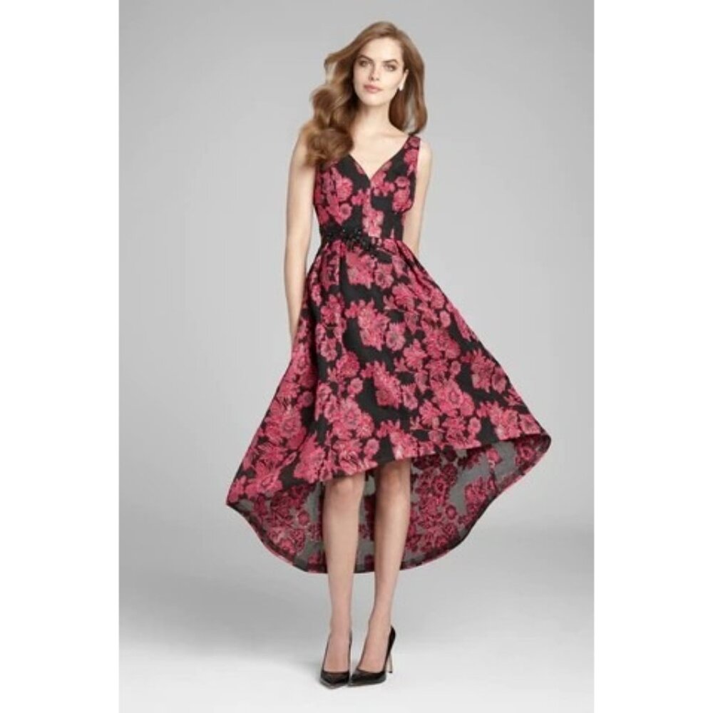 NWT TERI JON Jacquard High Low Hem Dress‎ 12